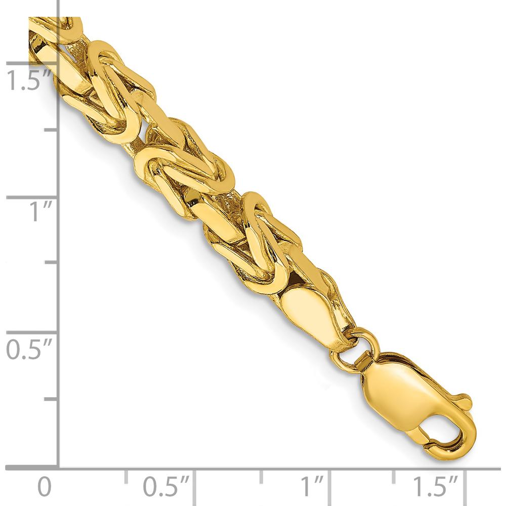 14K Yellow Gold 8" 5.25mm Byzantine Chain Bracelet with Lobster Clasp by Oro Pregiato