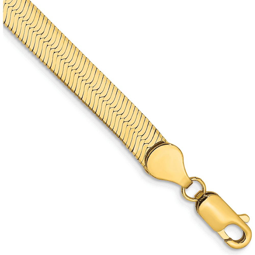 14K Yellow Gold 8" 5.5mm Herringbone Bracelet with Lobster Clasp by 0