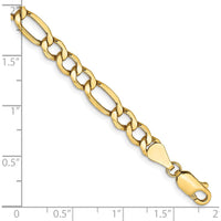 14K Yellow Gold 8" 5.75mm Semi-Solid Figaro Bracelet with Lobster Clasp by Oro Pregiato