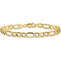 14K Yellow Gold 8" 5.75mm Semi-Solid Figaro Bracelet with Lobster Clasp by Oro Pregiato