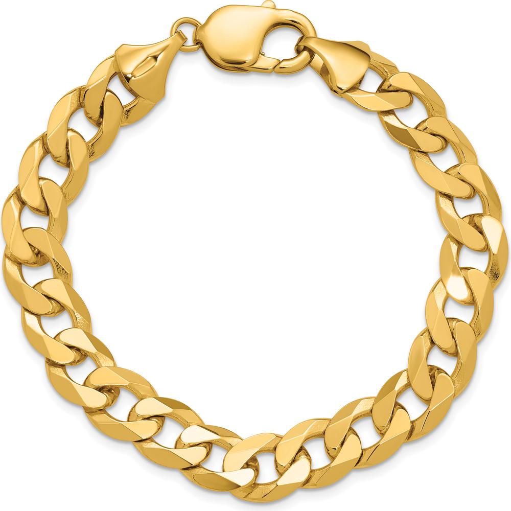 14K Yellow Gold 8.5" Flat Beveled Curb Bracelet with Lobster Clasp by Oro Pregiato