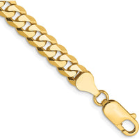 14K Yellow Gold 8.5" Flat Beveled Curb Chain Bracelet with Lobster Clasp - 6.25mm Width by Oro Pregiato
