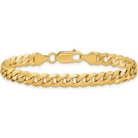 14K Yellow Gold 8.5" Flat Beveled Curb Chain Bracelet with Lobster Clasp - 6.25mm Width by Oro Pregiato