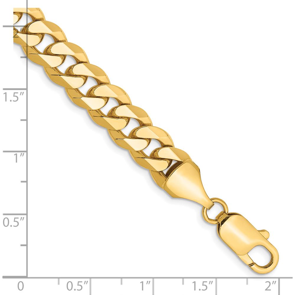 14K Yellow Gold 8.5" Flat Beveled Curb Chain Bracelet with Lobster Clasp by Oro Pregiato