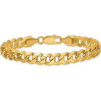 14K Yellow Gold 8.5" Flat Beveled Curb Chain Bracelet with Lobster Clasp by Oro Pregiato