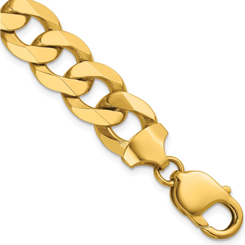 14K Yellow Gold 8.5-inch Flat Beveled Curb Chain Bracelet by Oro Pregiato