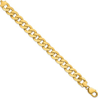 14K Yellow Gold 8.5-inch Flat Beveled Curb Chain Bracelet by Oro Pregiato
