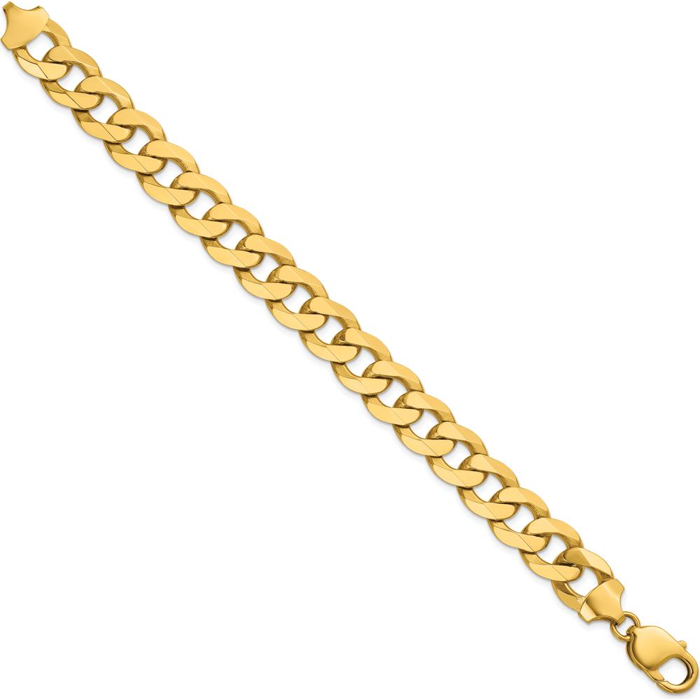 14K Yellow Gold 8.5-inch Flat Beveled Curb Chain Bracelet by Oro Pregiato