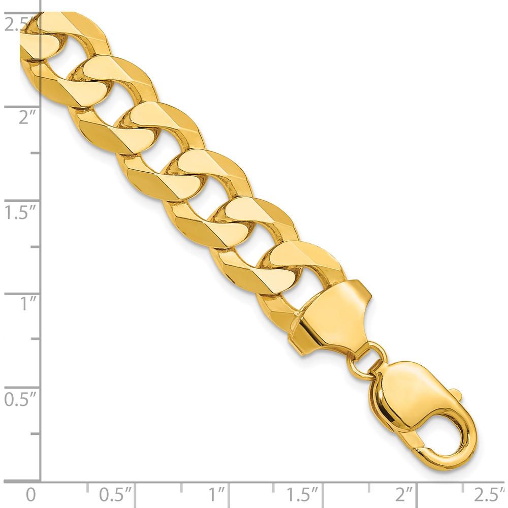 14K Yellow Gold 8.5-inch Flat Beveled Curb Chain Bracelet by Oro Pregiato