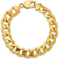 14K Yellow Gold 8.5-inch Flat Beveled Curb Chain Bracelet by Oro Pregiato
