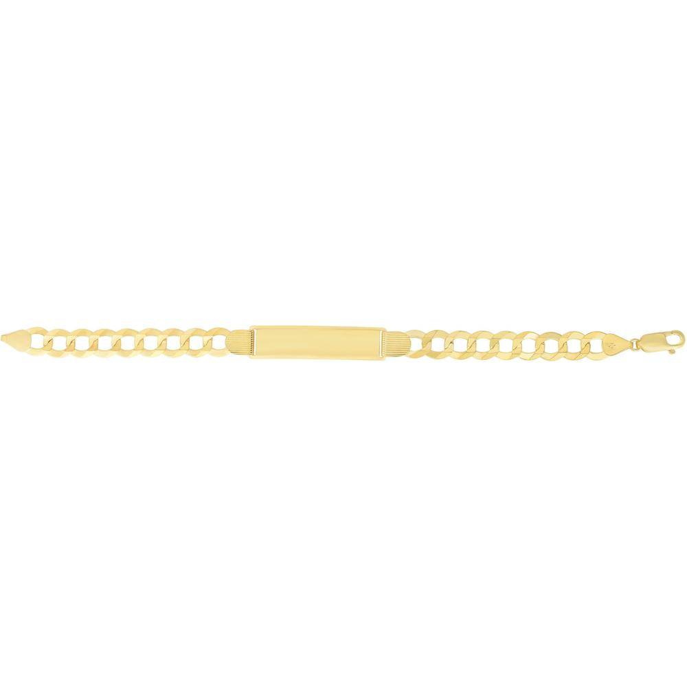 14K Yellow Gold 8.5" Polished Curb ID Chain Bracelet for Men by Orozza Fine Jewelry
