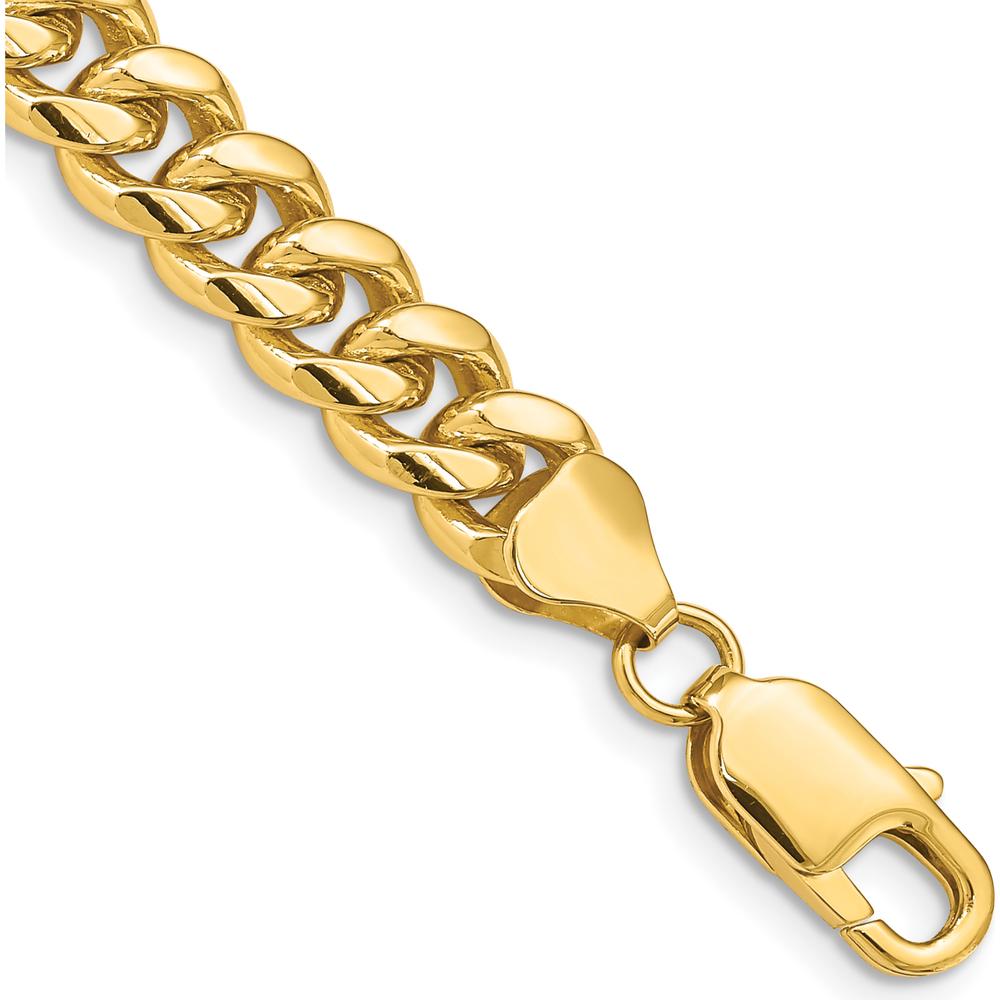 14K Yellow Gold 8.5" Solid Miami Cuban Link Bracelet - 6.75mm Width by Oro Pregiato
