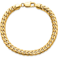 14K Yellow Gold 8.5" Solid Miami Cuban Link Bracelet - 6.75mm Width by Oro Pregiato