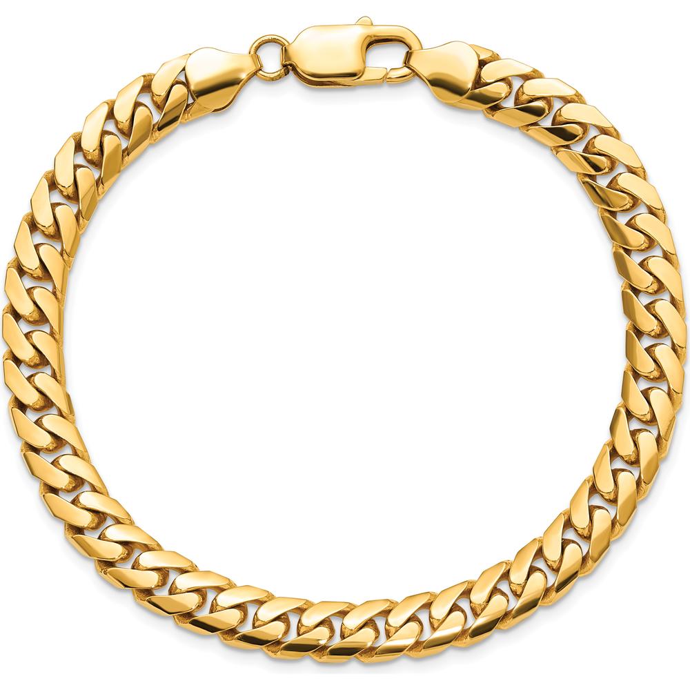 14K Yellow Gold 8.5" Solid Miami Cuban Link Bracelet - 6.75mm Width by Oro Pregiato
