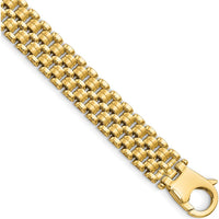 14K Yellow Gold 8.5mm Basket Weave Pattern Bracelet with Brushed and Polished Finish - 7.5 Inches by Oro Pregiato