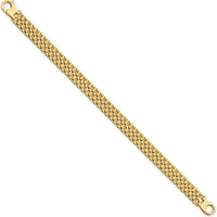 14K Yellow Gold 8.5mm Basket Weave Pattern Bracelet with Brushed and Polished Finish - 7.5 Inches by Oro Pregiato