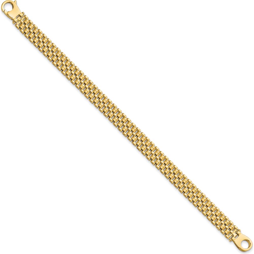 14K Yellow Gold 8.5mm Basket Weave Pattern Bracelet with Brushed and Polished Finish - 7.5 Inches by Oro Pregiato