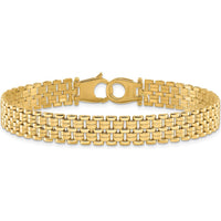 14K Yellow Gold 8.5mm Basket Weave Pattern Bracelet with Brushed and Polished Finish - 7.5 Inches by Oro Pregiato