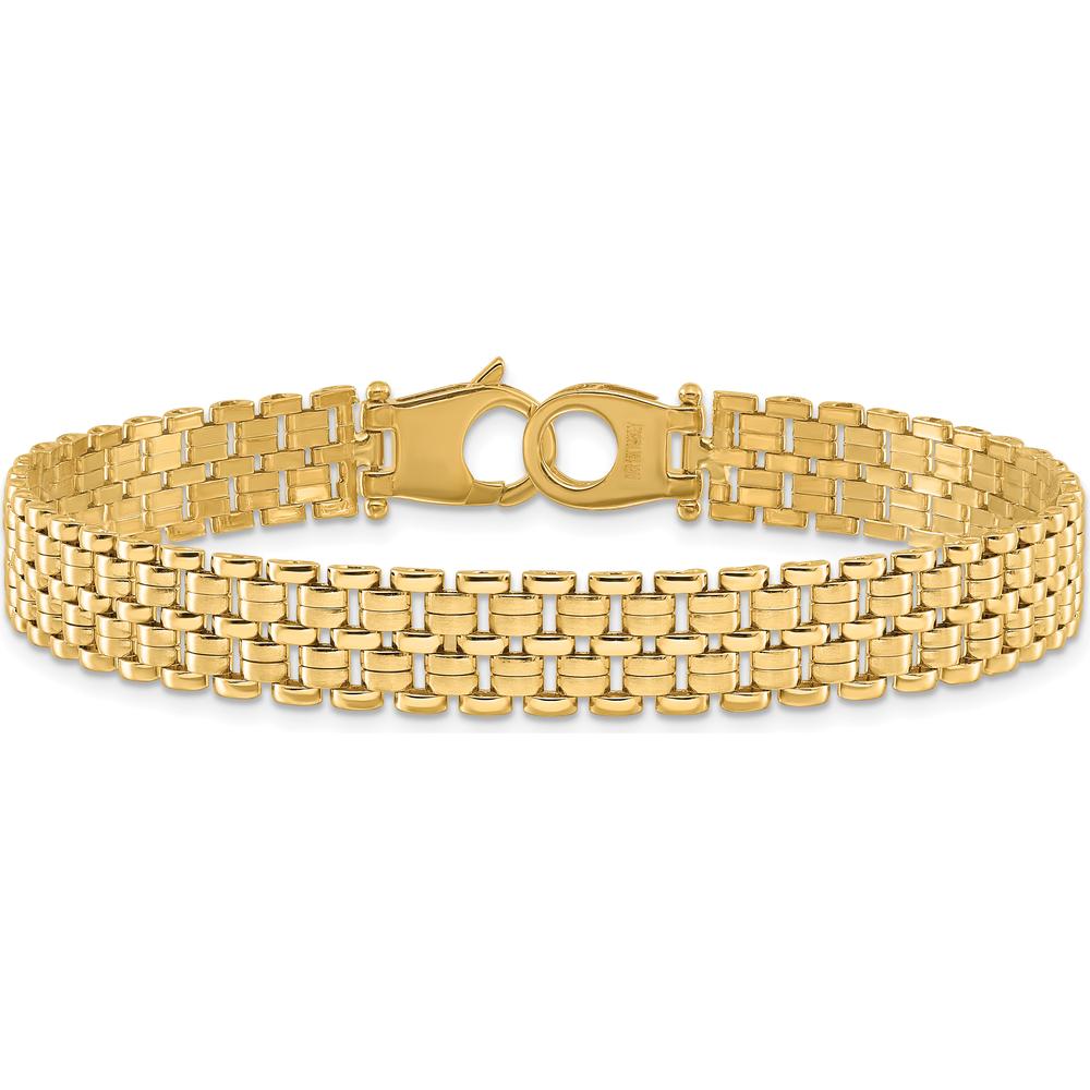 14K Yellow Gold 8.5mm Basket Weave Pattern Bracelet with Brushed and Polished Finish - 7.5 Inches by Oro Pregiato