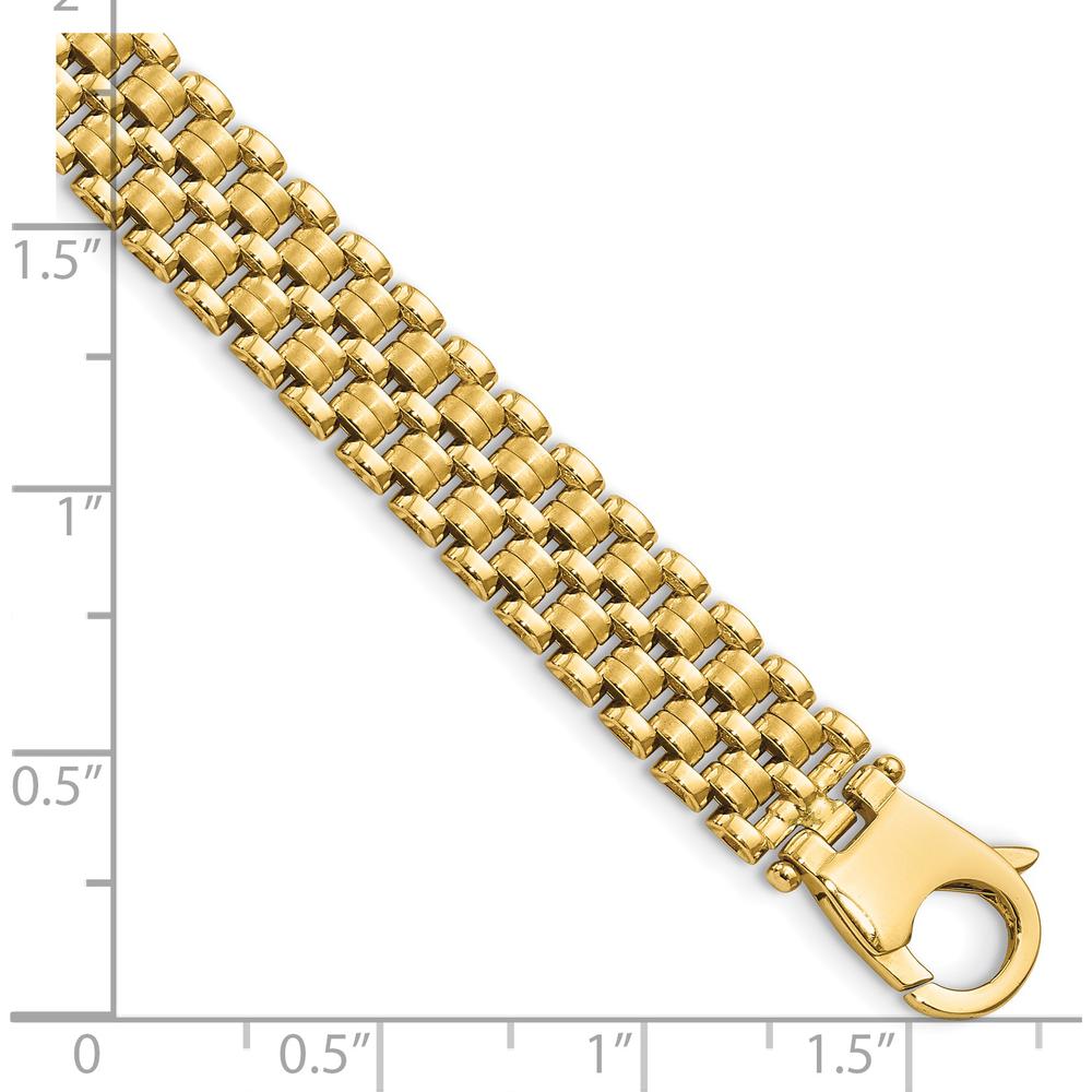 14K Yellow Gold 8.5mm Basket Weave Pattern Bracelet with Brushed and Polished Finish - 7.5 Inches by Oro Pregiato