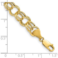 14K Yellow Gold 8.5mm Hollow Double Link Charm Bracelet - 7" Length by Oro Pregiato