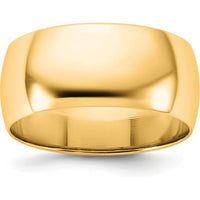 14K Yellow Gold 8.5mm Polished Half Round Domed Wedding Band Ring by Luciano & Cie