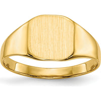 14K Yellow Gold 8.5x8.5mm Signet Ring with Brushed Satin Finish by 0