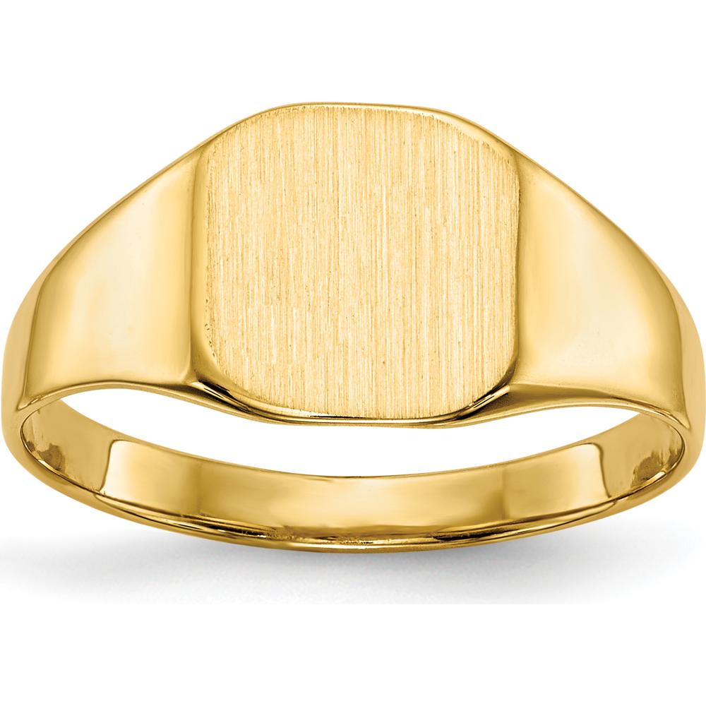 14K Yellow Gold 8.5x8.5mm Signet Ring with Brushed Satin Finish by 0