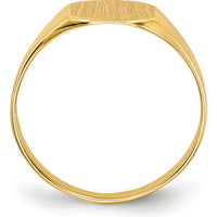 14K Yellow Gold 8.5x8.5mm Signet Ring with Brushed Satin Finish by 0