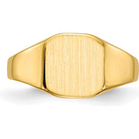 14K Yellow Gold 8.5x8.5mm Signet Ring with Brushed Satin Finish by 0