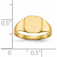 14K Yellow Gold 8.5x8.5mm Signet Ring with Brushed Satin Finish by 0