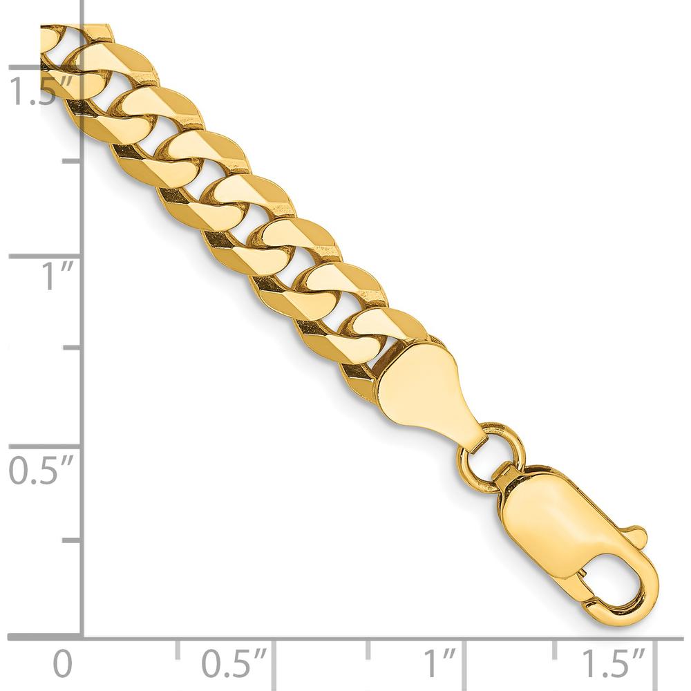 14K Yellow Gold 8" 6.25mm Flat Beveled Curb Chain Bracelet with Lobster Clasp by Oro Pregiato