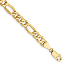 14K Yellow Gold 8" 6.25mm Semi-Solid Figaro Chain Bracelet with Lobster Clasp by Oro Pregiato