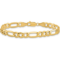 14K Yellow Gold 8" 6.25mm Semi-Solid Figaro Chain Bracelet with Lobster Clasp by Oro Pregiato