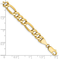14K Yellow Gold 8" 6.25mm Semi-Solid Figaro Chain Bracelet with Lobster Clasp by Oro Pregiato