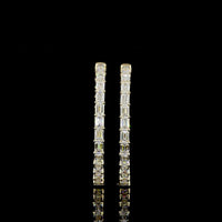 14K Yellow Gold 8.64 Carats Total Weight Emerald Cut Lab Diamond East-West Hoop Earrings - 50 Stones, E-F VS2 Clarity - Covaloro Fine Jewelry