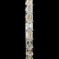 14K Yellow Gold 8.64 Carats Total Weight Emerald Cut Lab Diamond East-West Hoop Earrings - 50 Stones, E-F VS2 Clarity - Covaloro Fine Jewelry