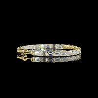 14K Yellow Gold 8.64 Carats Total Weight Emerald Cut Lab Diamond East-West Hoop Earrings - 50 Stones, E-F VS2 Clarity - Covaloro Fine Jewelry
