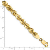 14K Yellow Gold 8" 6mm Rope Chain Bracelet with Fancy Lobster Clasp