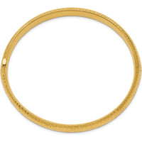 14K Yellow Gold 8.75mm Polished Hammered Hinged Oval Bangle Bracelet by Oro Pregiato
