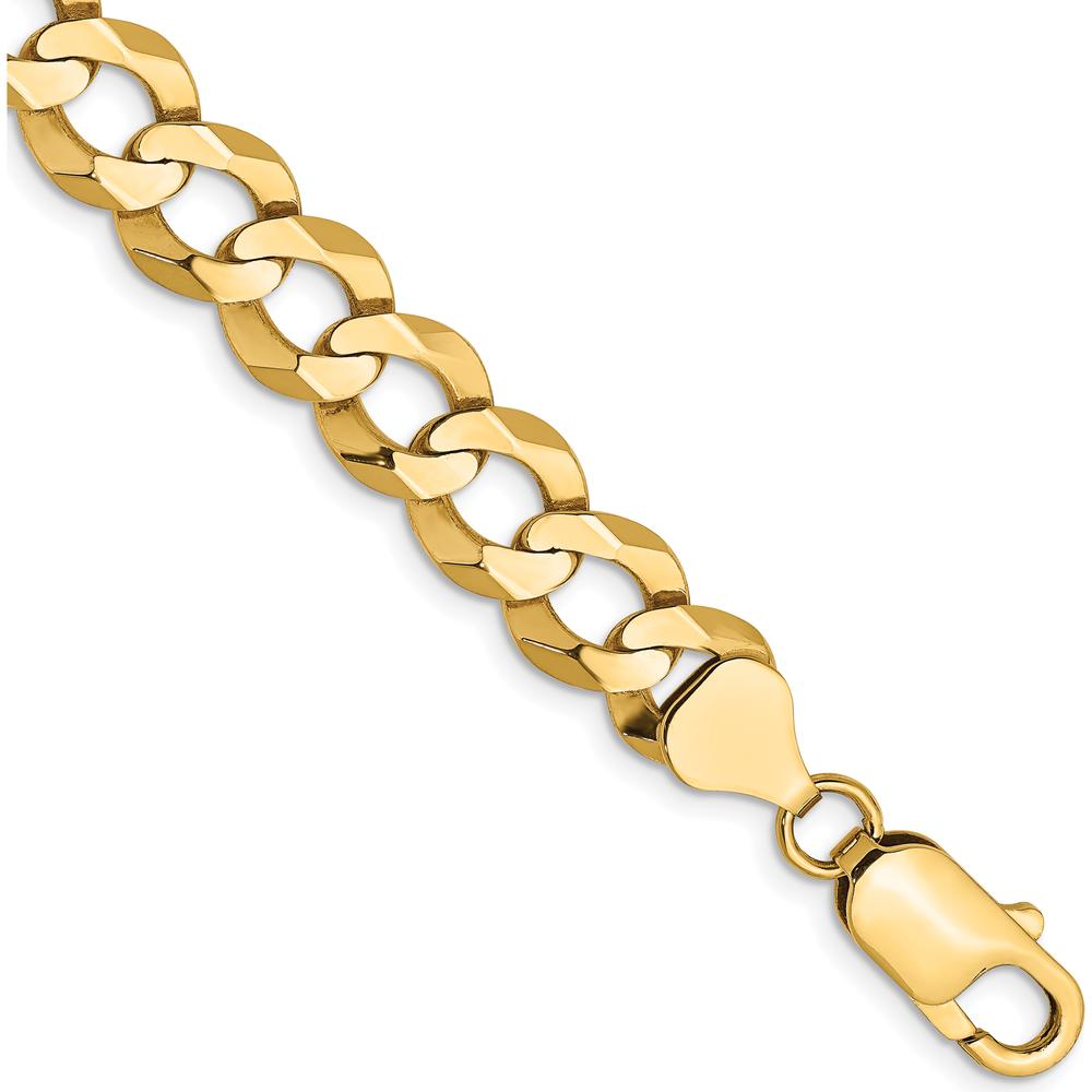 14K Yellow Gold 8" 8.3mm Lightweight Flat Cuban Link Bracelet with Lobster Clasp by Oro Pregiato