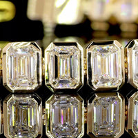14K Yellow Gold 8.8 Carat Tennis Bracelet with Bezel Set Emerald Cut Lab Diamonds, E-F Color VVS2 Clarity - 44 Stones - Covaloro Fine Jewelry