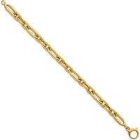 14K Yellow Gold 8.8mm Diamond-Cut Fancy Figaro Link Bracelet - 7.5" Length by 0