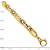 14K Yellow Gold 8.8mm Diamond-Cut Fancy Figaro Link Bracelet - 7.5" Length by 0