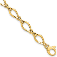 14K Yellow Gold 8.8mm Fancy Twisted Link Bracelet - 7.5" Length by 0