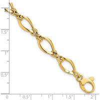 14K Yellow Gold 8.8mm Fancy Twisted Link Bracelet - 7.5" Length by 0