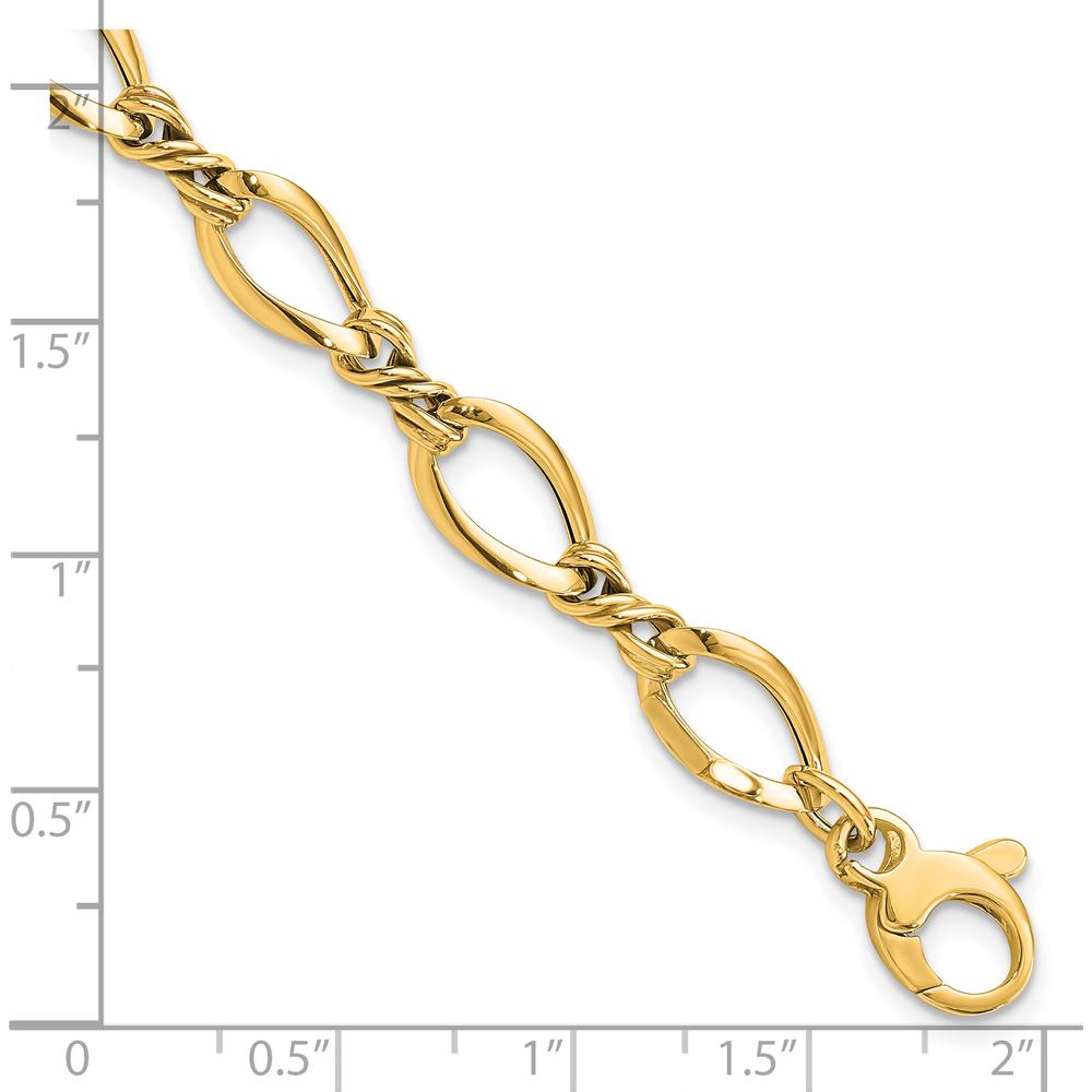 14K Yellow Gold 8.8mm Fancy Twisted Link Bracelet - 7.5" Length by 0