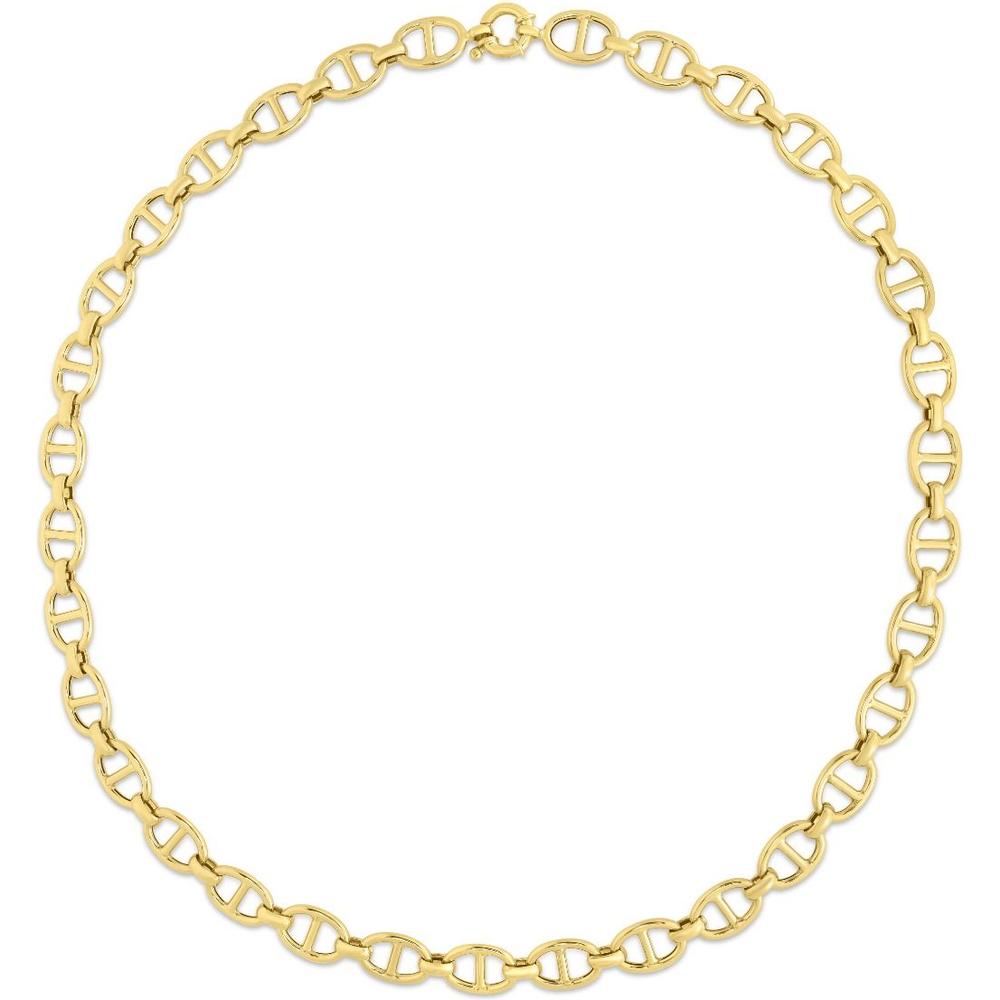 14K Yellow Gold 8.8mm Mariner Link Chain Necklace - 18" Polished Finish by Orozza Fine Jewelry