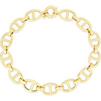 14K Yellow Gold 8.8mm Mariner Link Chain Necklace - 18" Polished Finish by Orozza Fine Jewelry