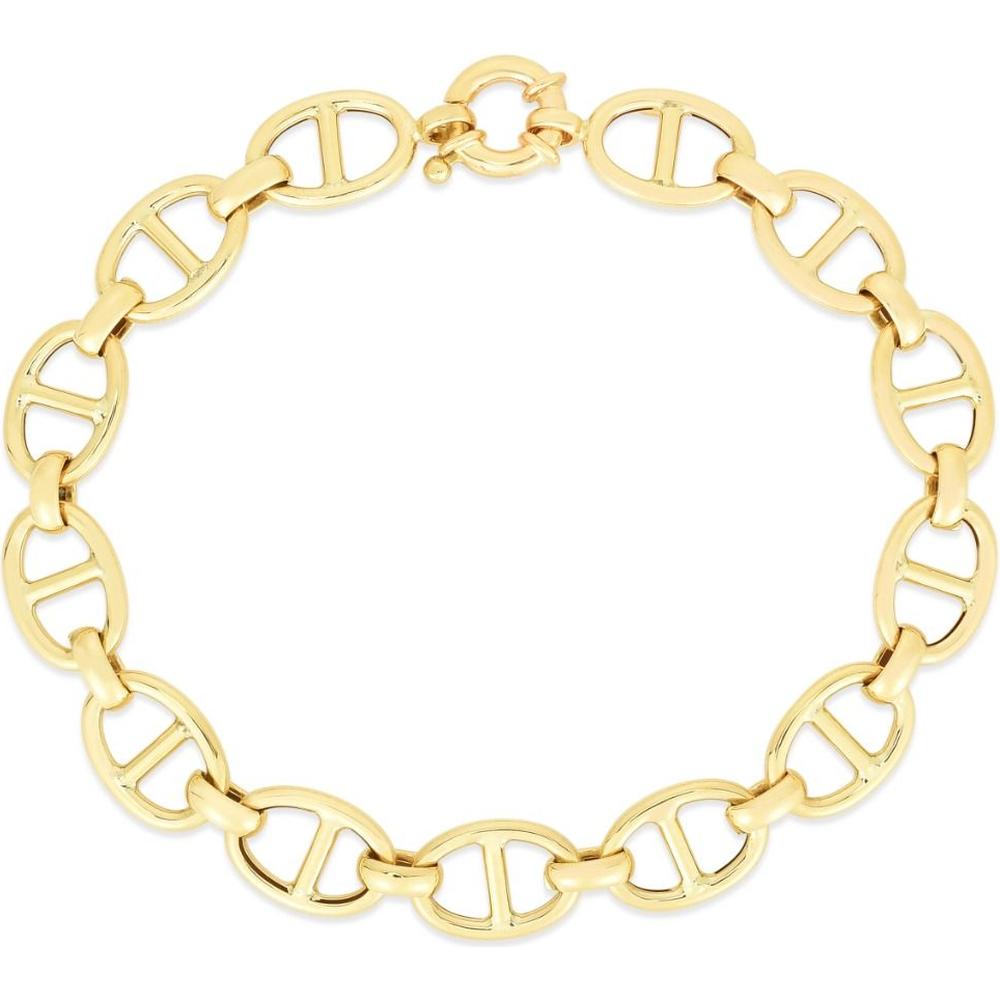14K Yellow Gold 8.8mm Mariner Link Chain Necklace - 18" Polished Finish by Orozza Fine Jewelry